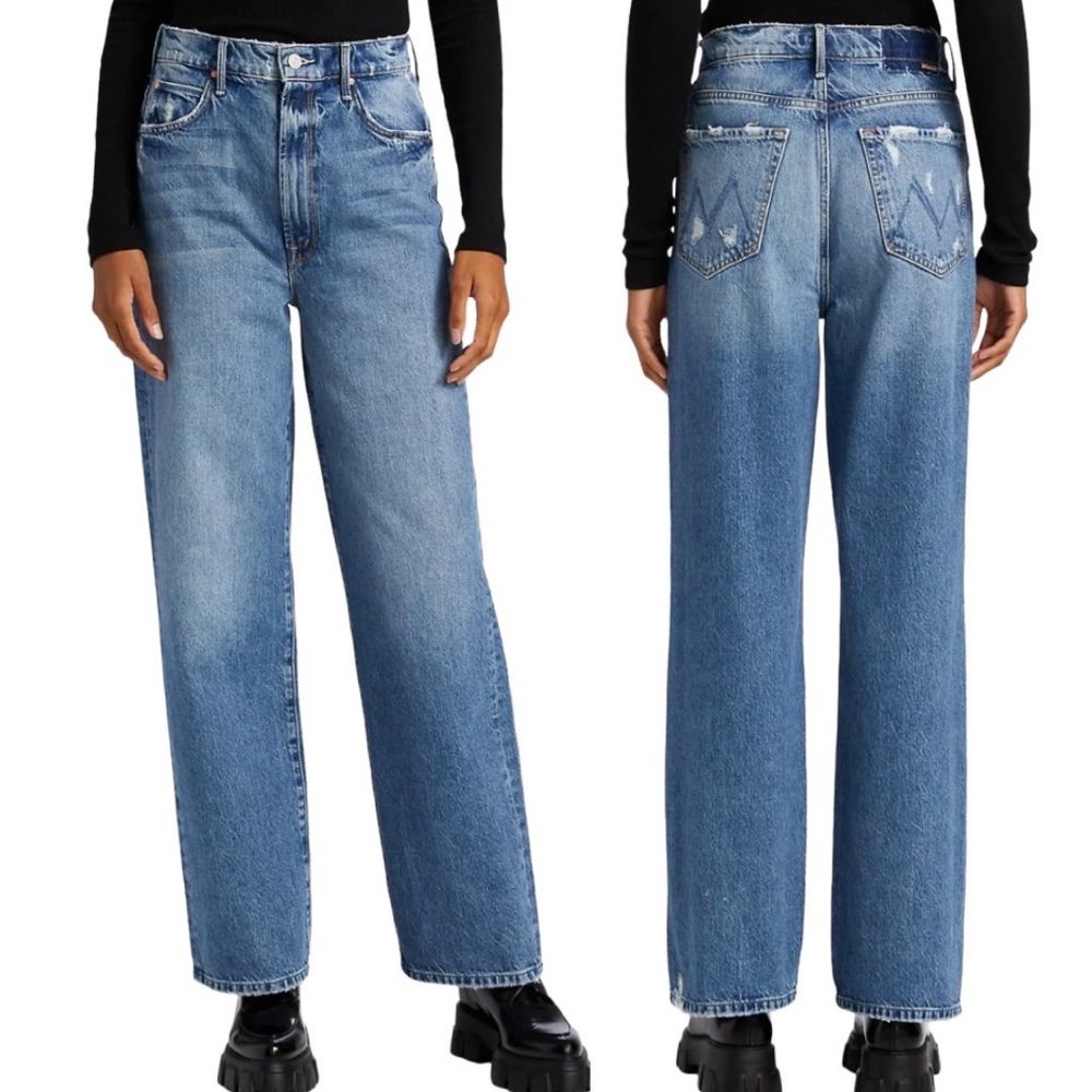 Mother High Waisted Tunnel Vision Sneak in Take Me Higher Wide Leg Denim Jeans